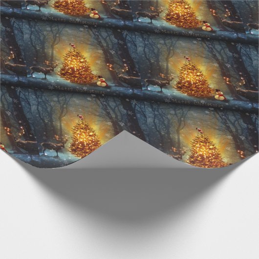 Weihnachtswald. Geschenkpapier (Ecke)