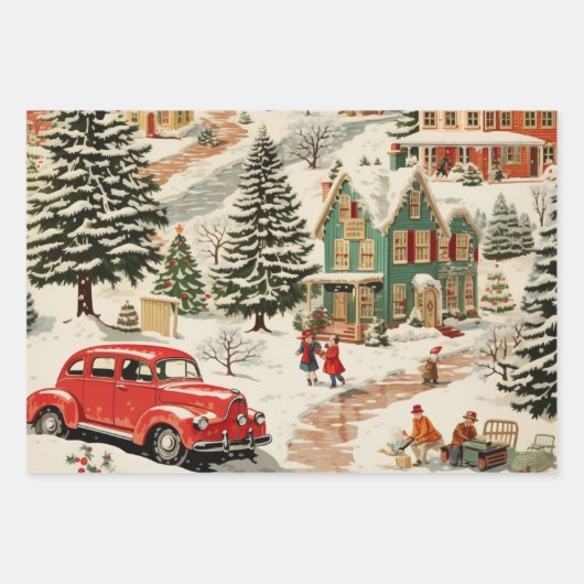 Weihnachtswald Geschenkpapier Set (Vorderseite)