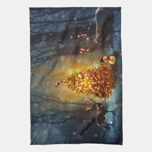 Weihnachtswald. Geschirrtuch (Vertikal)