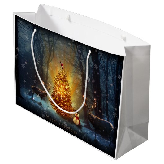 Weihnachtswald. Große Geschenktüte (Rückseite Schrägansicht)