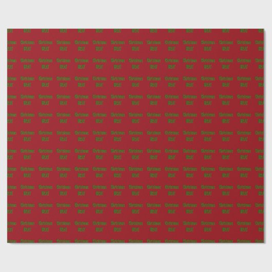 Weihnachtswald Grüne Goldbutt auf Crimson Red Geschenkpapier (Flach)