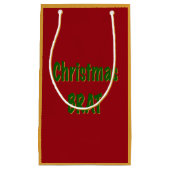 Weihnachtswald Grüne Goldbutt auf Crimson Red Kleine Geschenktüte (Vorderseite)