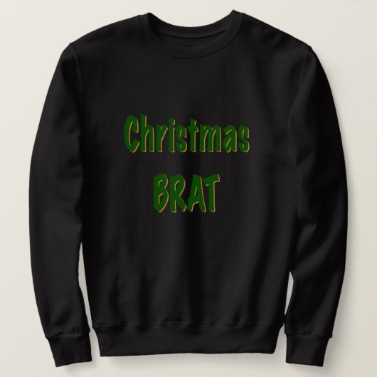 Weihnachtswald grünes Gold Brat auf schwarz Sweatshirt (Design vorne)