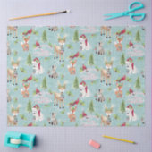 Weihnachtswald Hirschbärtiere Dusty Blue Seidenpapier (Basteln)