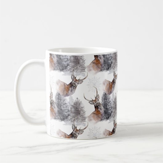 Weihnachtswald Hirschmuster Kaffeetasse (Links)