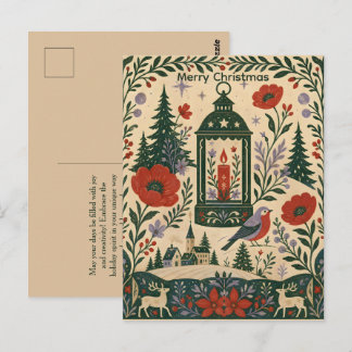 Weihnachtswald-Illustration Postkarte