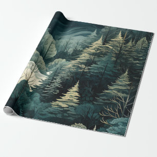 Weihnachtswald in Wasserfarbe Geschenkpapier