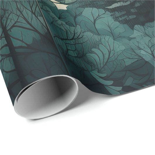 Weihnachtswald in Wasserfarbe Geschenkpapier (Rolleneckpunkt)