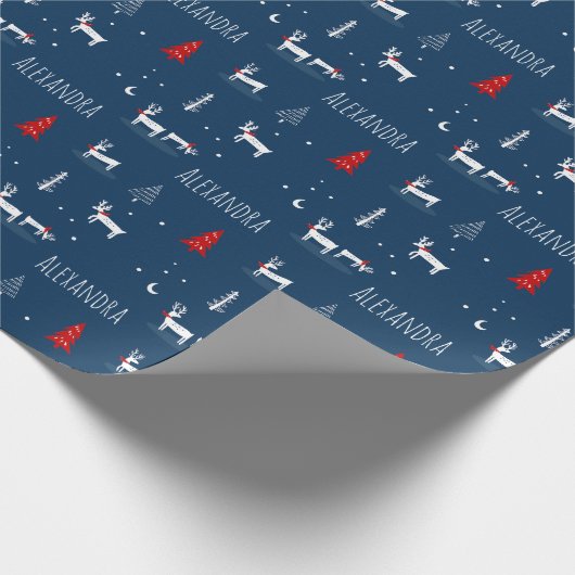 Weihnachtswald-Individuelle Name Geschenkpapier (Ecke)