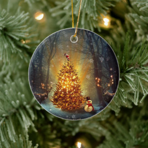 Weihnachtswald. Keramik Ornament