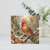 Weihnachtswald mit Holly Berry, Vogel Feiertagskarte (Stehend Vorderseite)