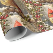 Weihnachtswald mit Stechpalmenbeere, Vogel, Winter Geschenkpapier (Rolleneckpunkt)