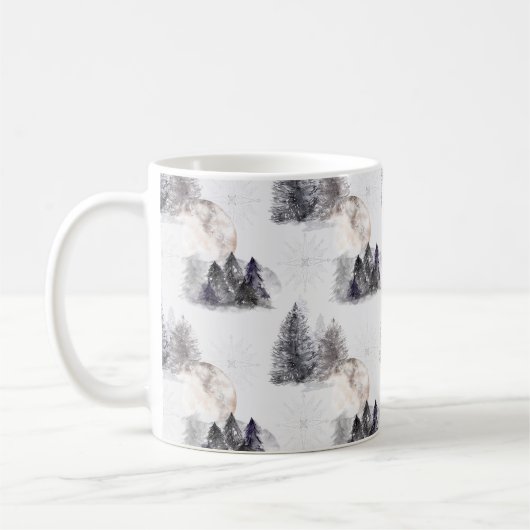Weihnachtswald Nachtmuster Kaffeetasse (Links)