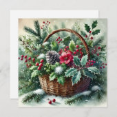 Weihnachtswald Natur Berries Basket Feiertagskarte (Vorne/Hinten)