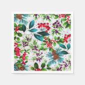 Weihnachtswald Natur Holly Berry Pinecones Serviette (Vorderseite)