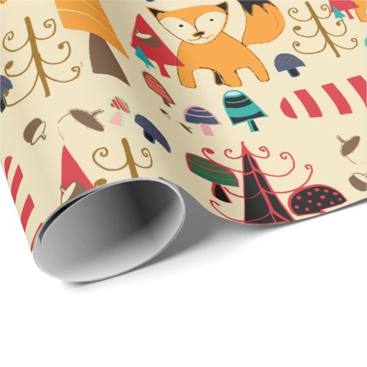 Weihnachtswald Niedlich Fox Geschenkpapier (Rolleneckpunkt)