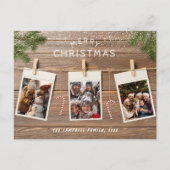 Weihnachtswald Rustic Rope Foto Collage Feiertagspostkarte (Vorderseite)