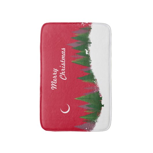 Weihnachtswald Szene Bath Mat Badematte (Vorderseite Vertikal)