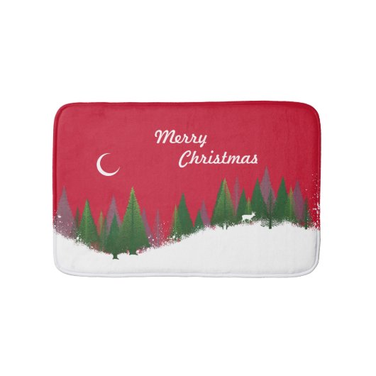 Weihnachtswald Szene Bath Mat Badematte (Vorderseite)