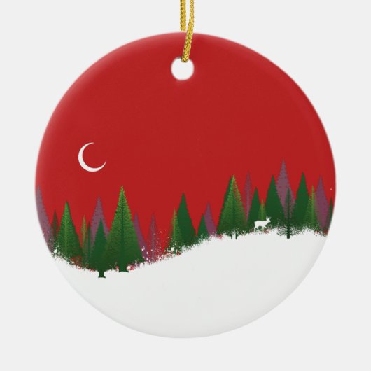 Weihnachtswald-Szene Circle Ornament (Vorne)