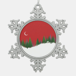 Weihnachtswald-Szene Zinn-Ornament Schneeflocken Zinn-Ornament