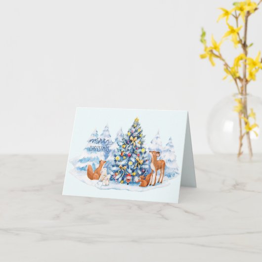 Weihnachtswald- und Waldtiere Karte (Gelbe Blume)