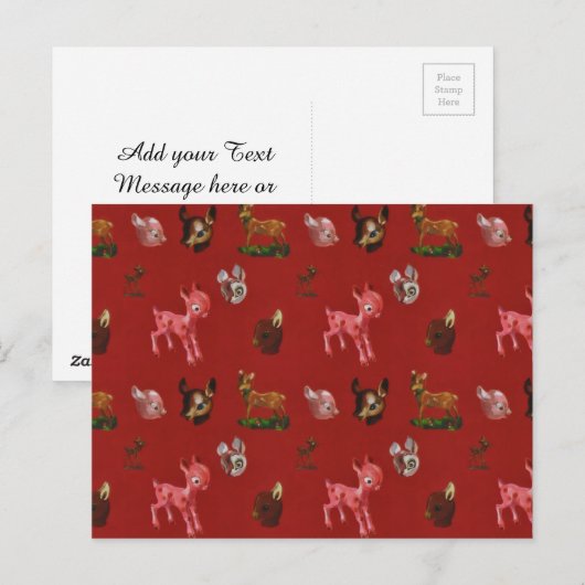 Weihnachtswald Waldland Rosa Hirsch Postkarte (Vorne/Hinten)