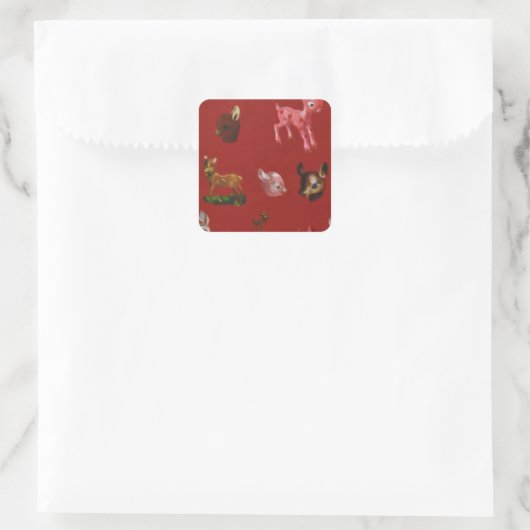 Weihnachtswald Waldland Rosa Hirsch Quadratischer Aufkleber (Tasche)