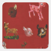 Weihnachtswald Waldland Rosa Hirsch Quadratischer Aufkleber (Vorderseite)