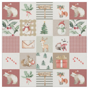 Weihnachtswald Waldtiere Quilt neutral Stoff