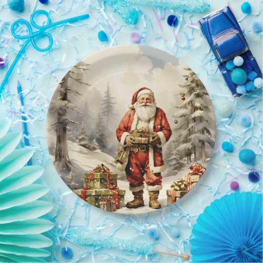 Weihnachtswald Weihnachten mit Geschenken Pappteller (Party)