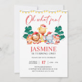 Weihnachtswald Winter Geburtstag Einladung (Vorderseite)