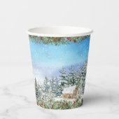 Weihnachtswald Winterfarbe Pappbecher (Rückseite)