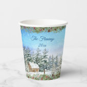 Weihnachtswald Winterfarbe Pappbecher (Vorderseite)