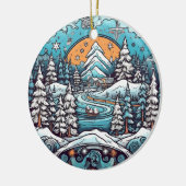 Weihnachtswald Wunderland Hängeband Keramik Ornament (Links)