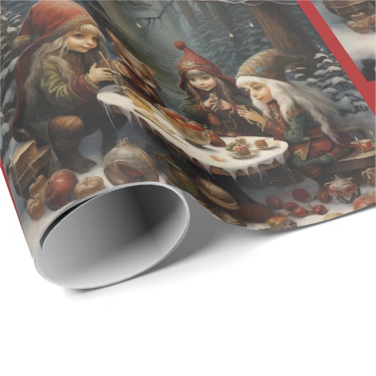 Weihnachtswaldelfen mit Mouse Friend Tee Party Geschenkpapier (Rolleneckpunkt)