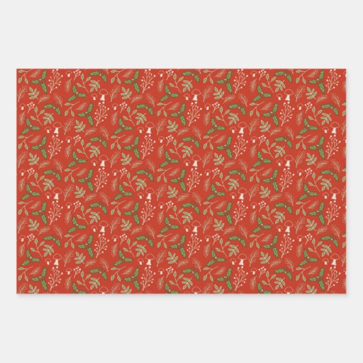 Weihnachtswälder rot und grün geschenkpapier set (Vorderseite 3)