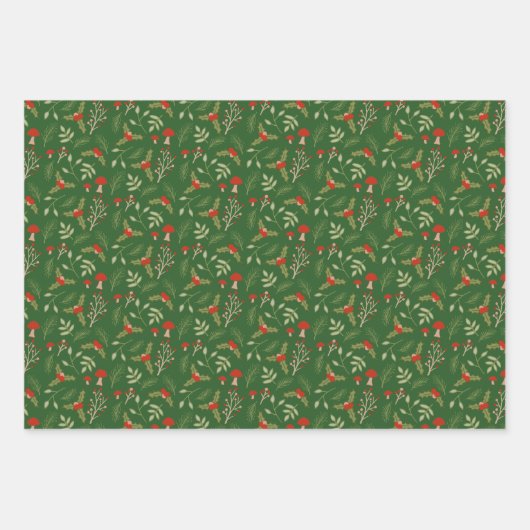 Weihnachtswälder rot und grün geschenkpapier set (Vorderseite 2)