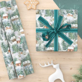 Weihnachtswaldkabinen Wasserfarbe Geschenkpapier