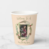 Weihnachtswaldkranz Babydusche Heilige Beere Pappbecher (Vorderseite)