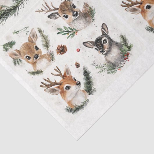 Weihnachtswaldland Hirsch Foliage Seidenpapier (Ausschnitt)