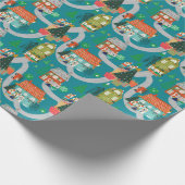 Weihnachtswaldland-Niedliche Tiere Aquamarin Geschenkpapier (Ecke)