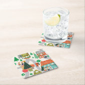 Weihnachtswaldland-Niedliche Tiere Rechteckiger Pappuntersetzer (Vor Ort)