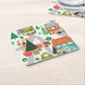 Weihnachtswaldland-Niedliche Tiere Rechteckiger Pappuntersetzer (angewinkelt)