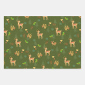 Weihnachtswaldlandwrapping Paper Flat Green Geschenkpapier Set (Vorderseite 2)