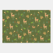 Weihnachtswaldlandwrapping Paper Flat Green
