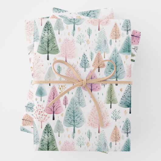 Weihnachtswaldmuster Geschenkpapier Set (Beispiel)