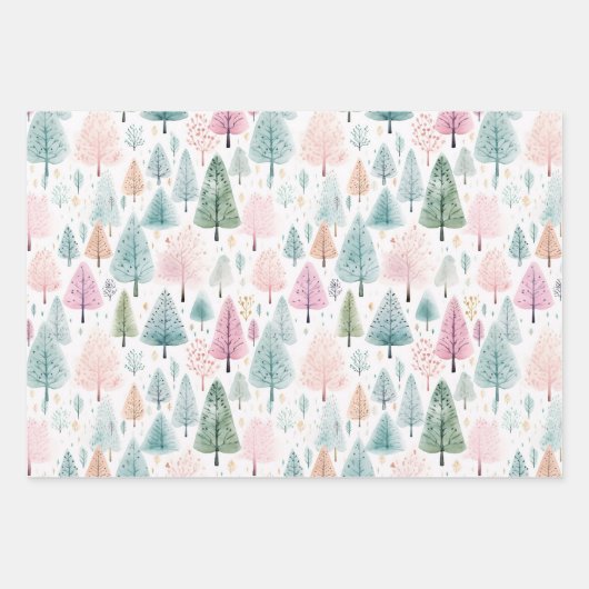 Weihnachtswaldmuster Geschenkpapier Set (Vorderseite)