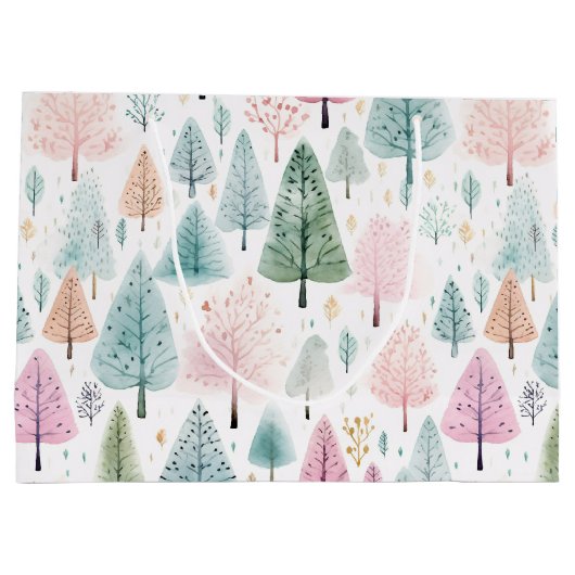 Weihnachtswaldmuster Große Geschenktüte (Rückseite)