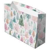 Weihnachtswaldmuster Große Geschenktüte (Rückseite Schrägansicht)
